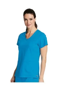 Grey's Anatomy Clearance Women's Curved V-Neck Solid Scrub Top
