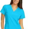 Barco One Clearance Women's V-Neck Perforated Side Panel Solid Scrub Top