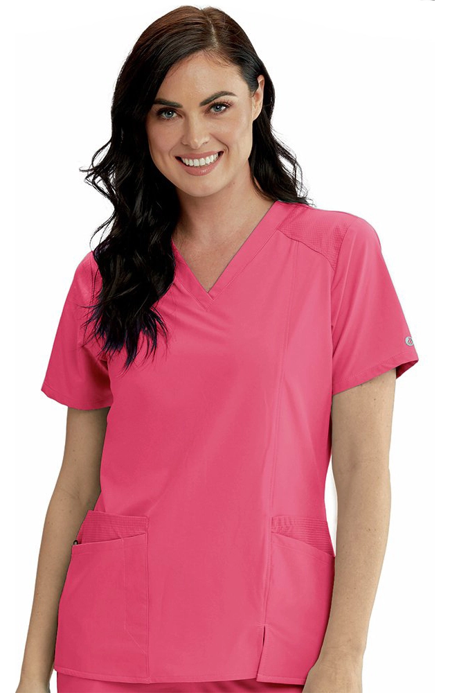 Barco One Clearance Women's V-Neck Contrast Mesh Solid Scrub Top 1 Barco One Clearance Women's V-Neck Contrast Mesh Solid Scrub Top