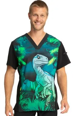 Cherokee Clearance Men's Jungle Nights Print Scrub Top