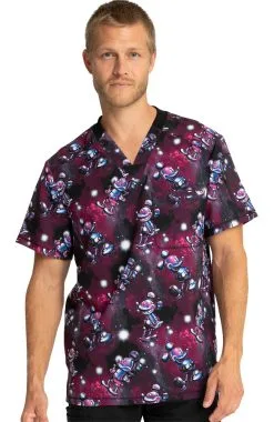 Cherokee Clearance Men's Metallic Mickey Print Scrub Top