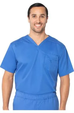 Landau Clearance Stretch Men's By V-Neck Solid Scrub Top