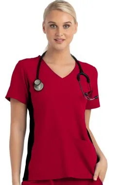 Maevn Uniforms Clearance Women's Knitted Mock Wrap Solid Scrub Top