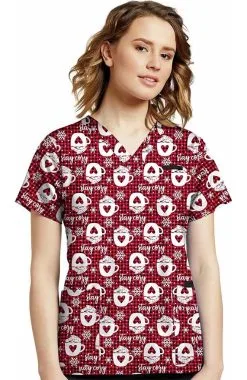 White Cross Clearance Women's Stay Cozy Print Scrub Top