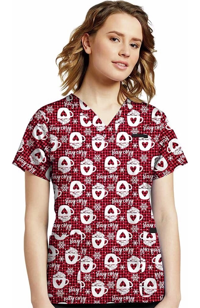 White Cross Clearance Women's Stay Cozy Print Scrub Top 1 White Cross Clearance Women's Stay Cozy Print Scrub Top
