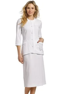 White Cross Women's 2 Piece ¾ Sleeve Scrub Jacket And Skirt Set