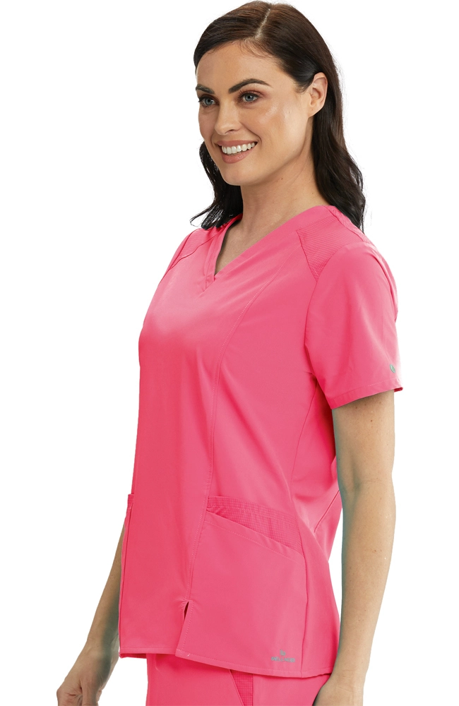 Barco One Clearance Women's V-Neck Contrast Mesh Solid Scrub Top 2 Barco One Clearance Women's V-Neck Contrast Mesh Solid Scrub Top - Image 2
