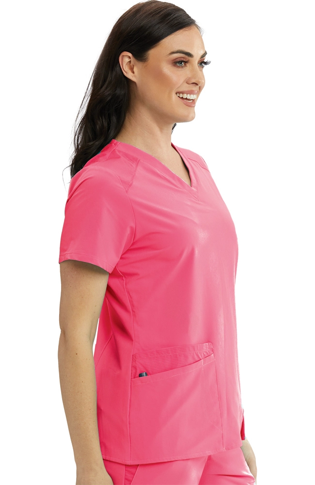 Barco One Clearance Women's V-Neck Contrast Mesh Solid Scrub Top 3 Barco One Clearance Women's V-Neck Contrast Mesh Solid Scrub Top - Image 3