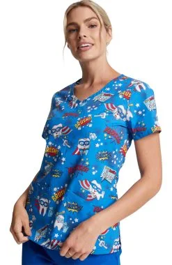 Dickies Clearance Women's Super Smile Print Scrub Top -Scrubs for Women Shop 3 di dk721 printclearance 650