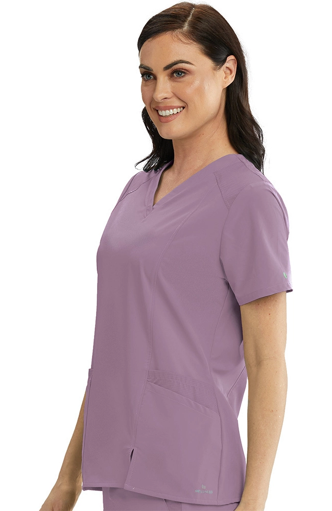 Barco One Clearance Women's V-Neck Contrast Mesh Solid Scrub Top 4 Barco One Clearance Women's V-Neck Contrast Mesh Solid Scrub Top - Image 4